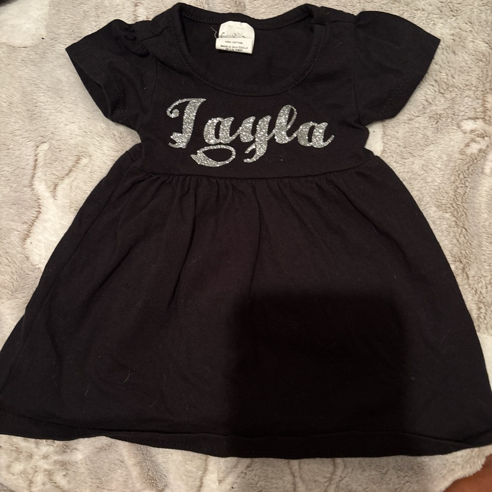 Carter's Black Dress with Silver Glitter Text
